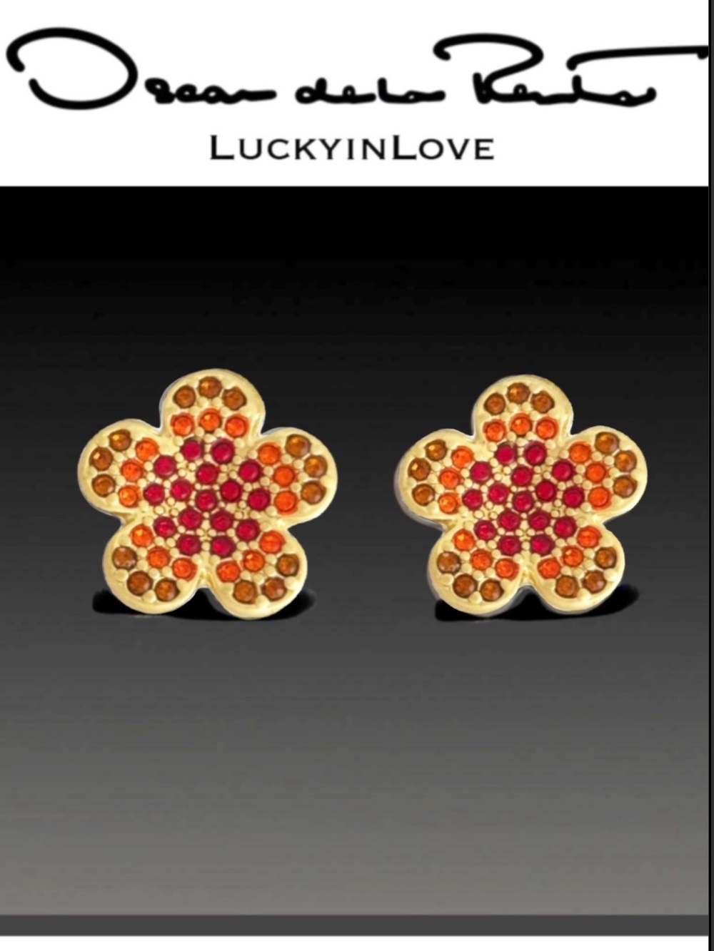 Oscar de la Renta• Crystal Flower-Power stud Red Gold earrings